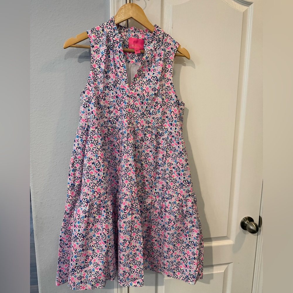 Lilly Pulitzer Pink and Blue Floral Midi Dress
